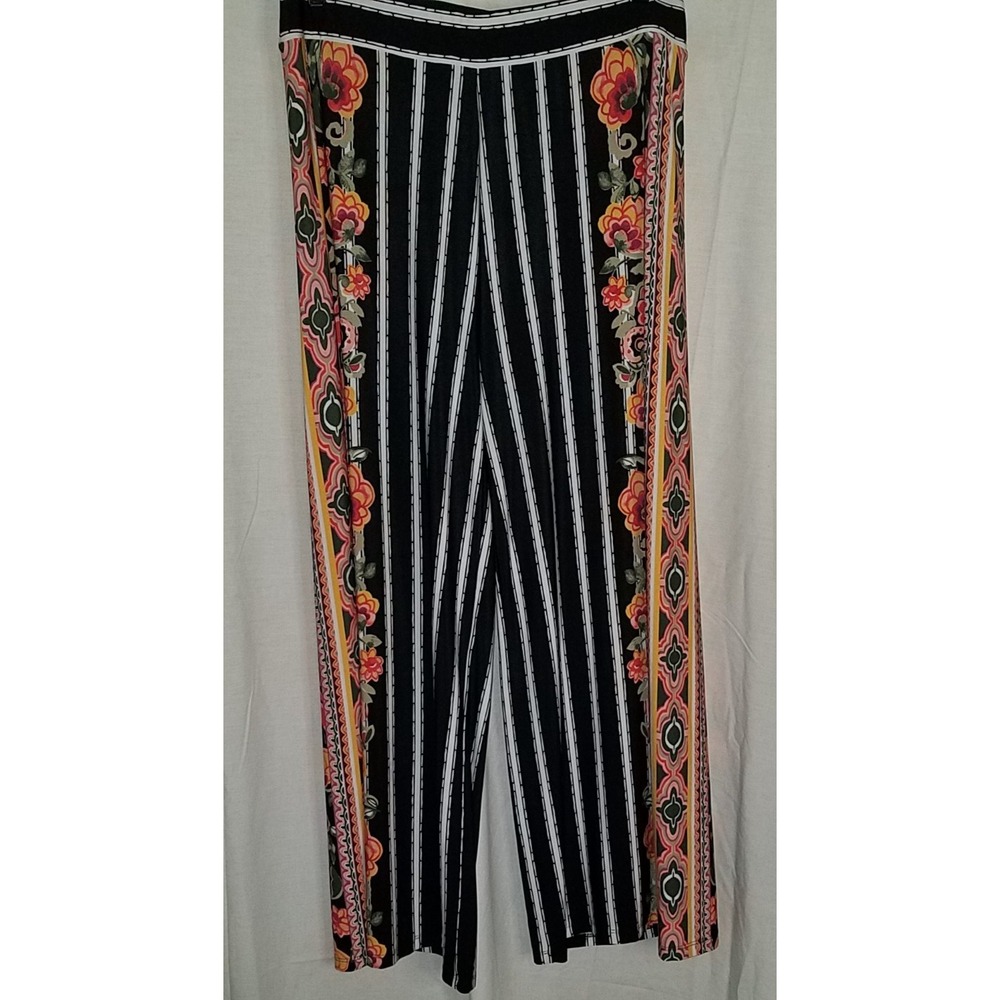 C. EST 1946 14/16‎ WP Striped Floral Wide Leg Palazzo Pants Boho Style Stretchy